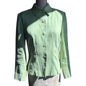 Vintage Y2K green apple ultra suede Talbots blazer jacket. Size 2
